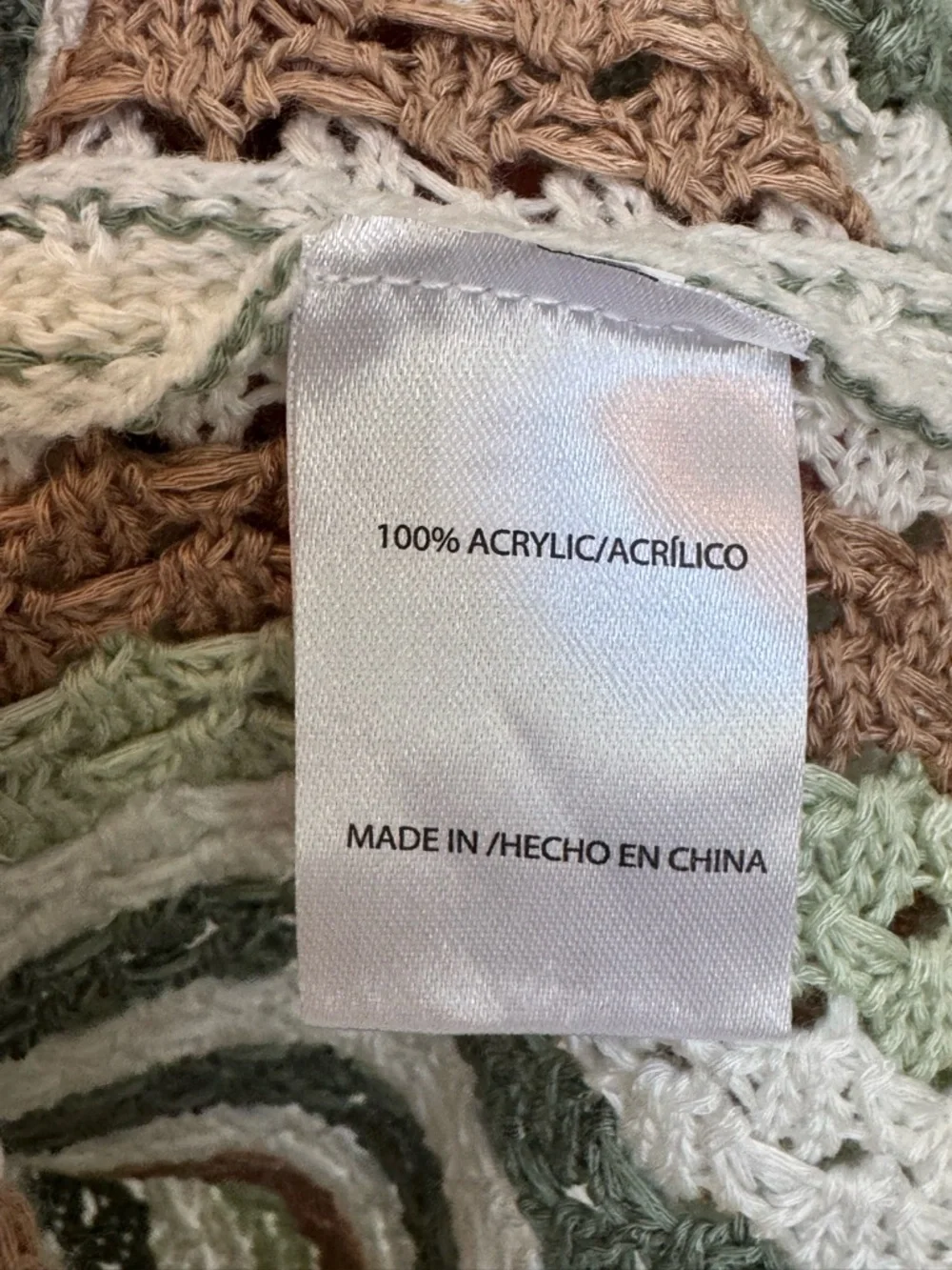 Love Knits NYC Crochet Knit Mini Dress XXS Long Sleeve Striped white green brown - Picture 6 of 10
